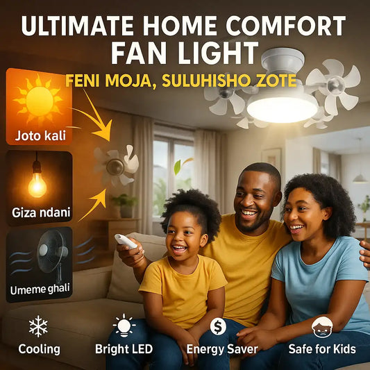 Feni ya Kisasa na Taa ya LED 2-in-1 — Suluhisho Bora kwa Nyumba za Watanzania!